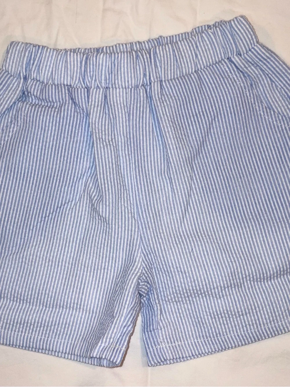Stitchy Fish blue Simple seersucker short set  sz 2T NWT
